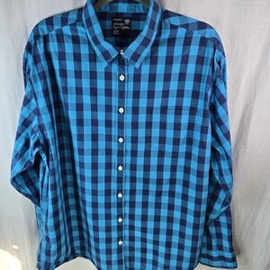 American Eagle womens_long-sleeved buttondown shirt size XL in blue/blk plaid
